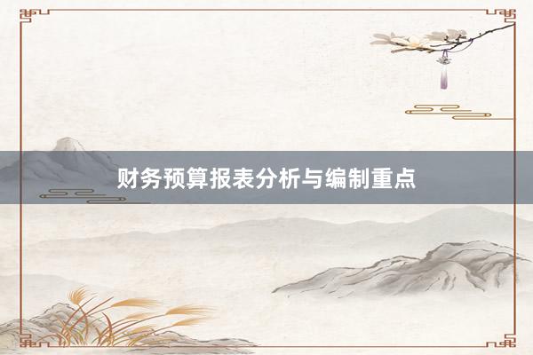 财务预算报表分析与编制重点